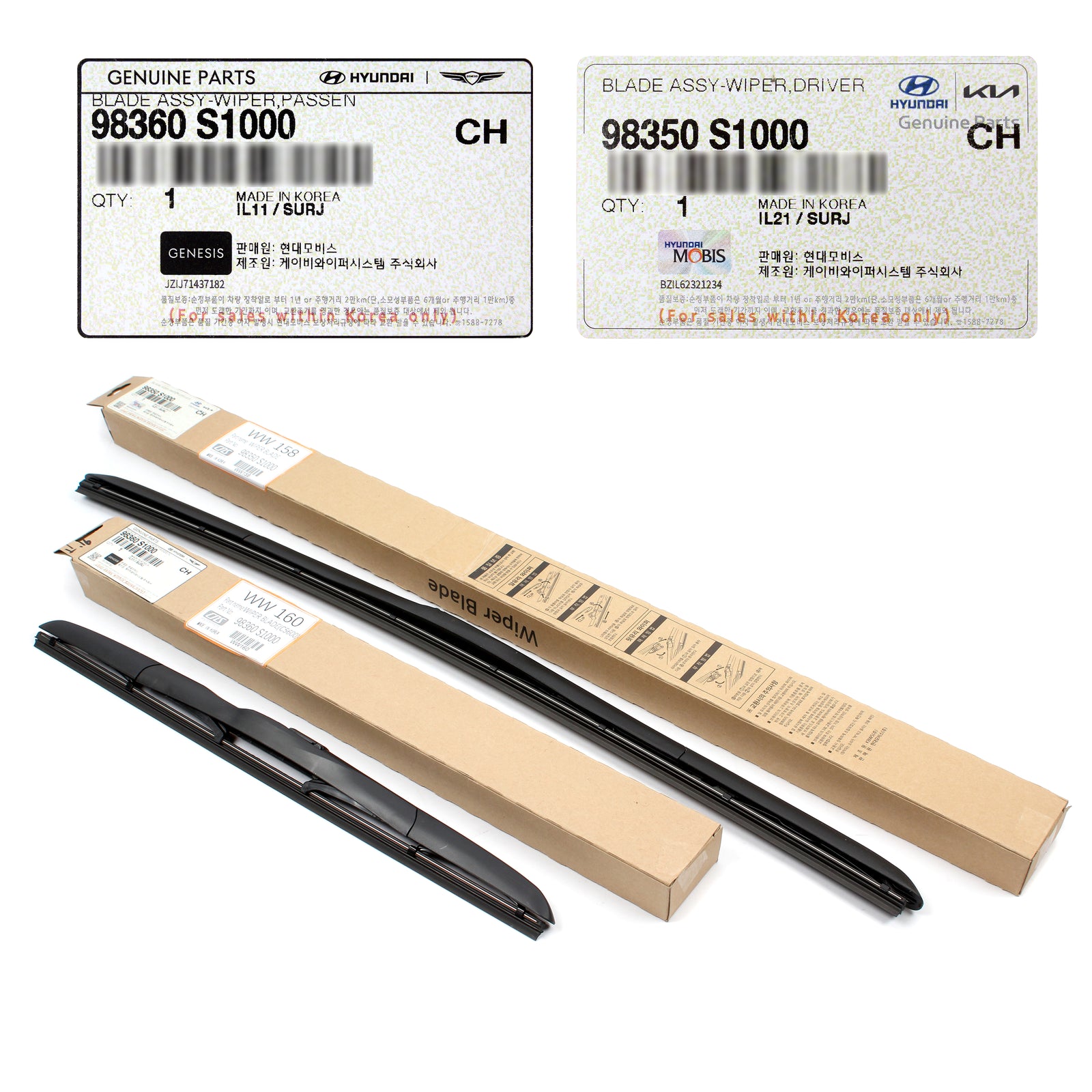 GENUINE Windshield Wiper Blades LEFT RIGHT for 2016-2024 Nexo Santa Fe Tucson