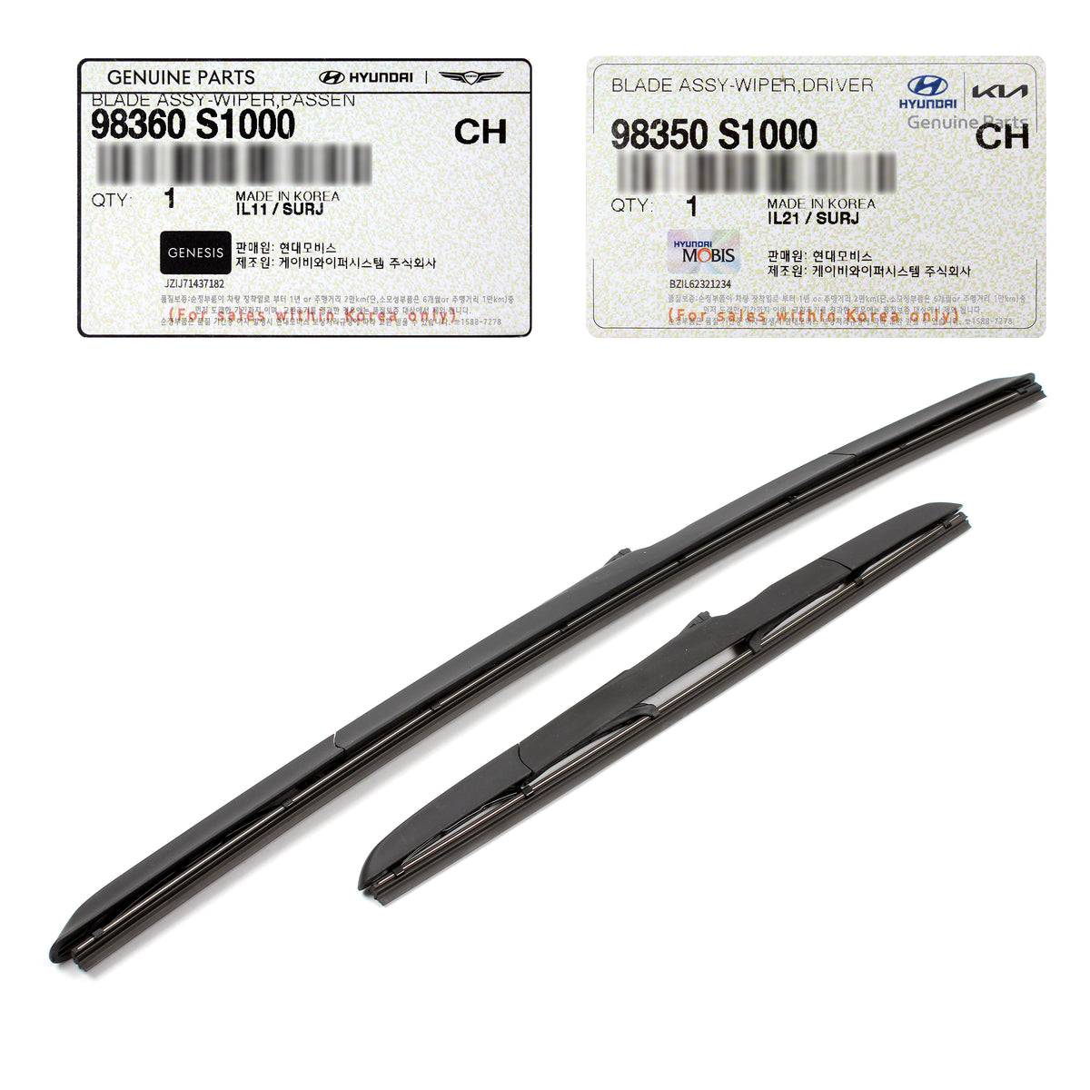 GENUINE Windshield Wiper Blades LEFT RIGHT for 2016-2024 Nexo Santa Fe Tucson
