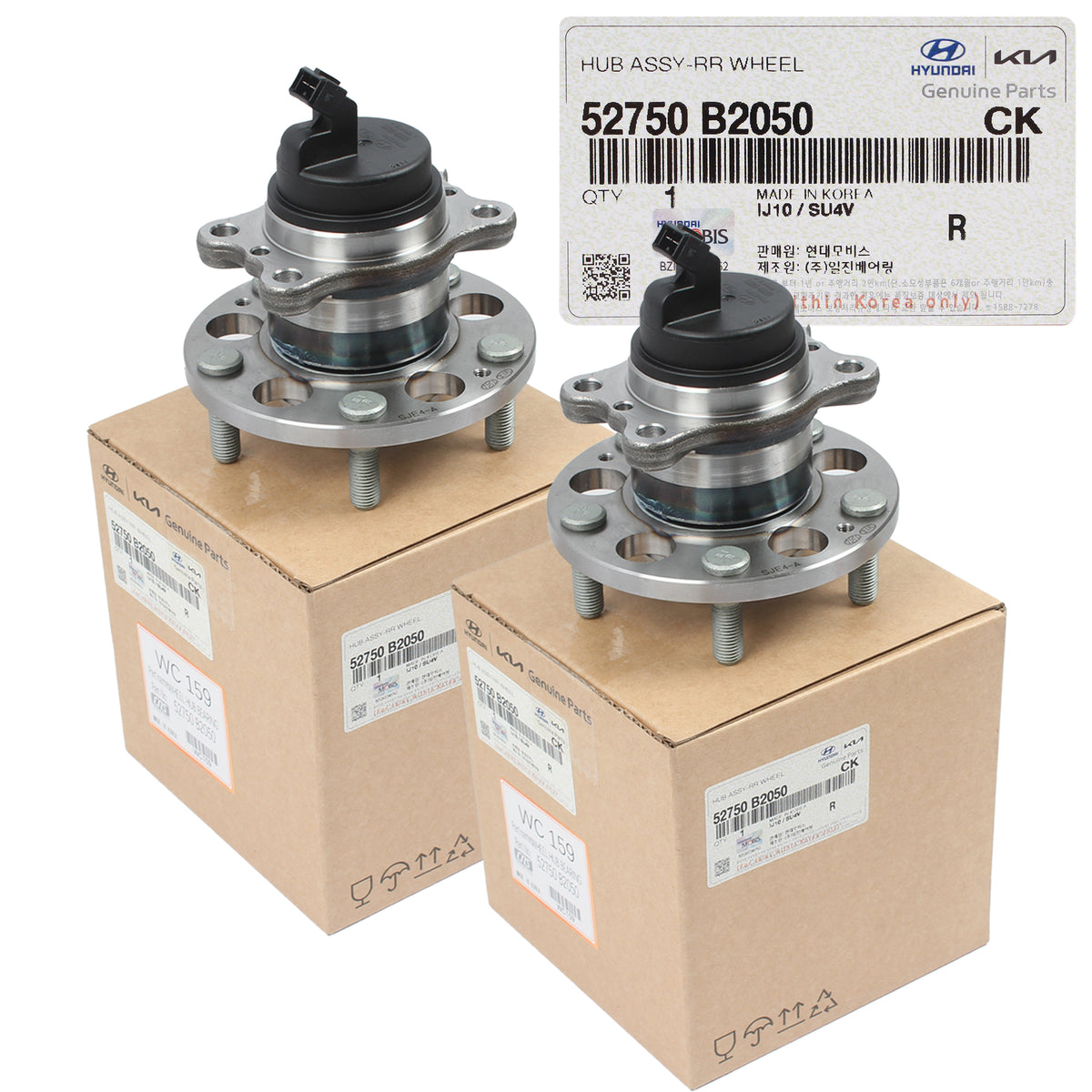 GENUINE REAR Wheel Hubs &amp; Bearings 2PCS for 2014-2019 Kia Soul / EV 52750B2050