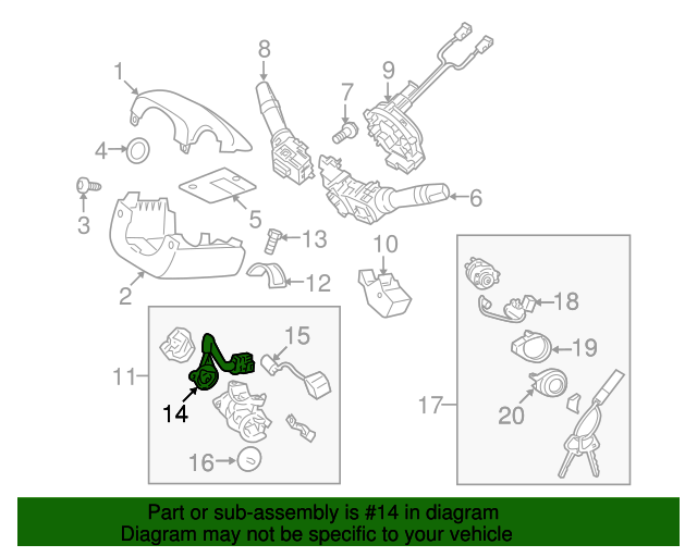 GENUINE Ignition Switch for 2011-2016 Elantra Genesis Coupe Sonata 931103S000