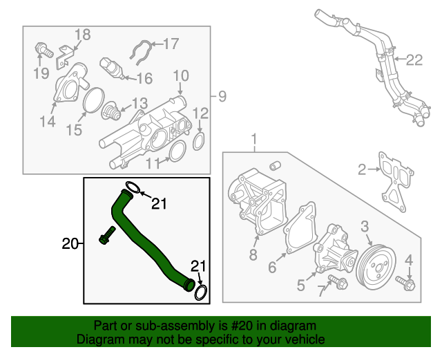 GENUINE Coolant Water Pipe Inlet for 10-21 Santa Fe Sonata Tucson 254602G201