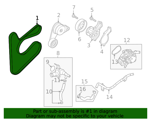 GENUINE Serpentine Ribbed V-Belt for 21-23 Elantra 22-23 Kona 2.0L 252122JTA0