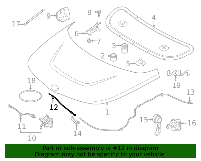 GENUINE Hood Latch Release Cable for 2020-2021 Kia Soul 81190K0000 81190K0100
