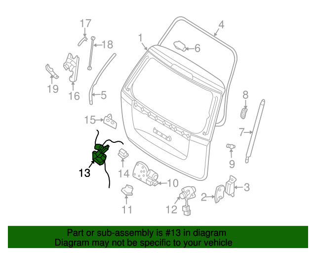 GENUINE Tail Gate Bell Crank Trunk Lid Latch for 2010-2014 Kia Sedona 812904D710