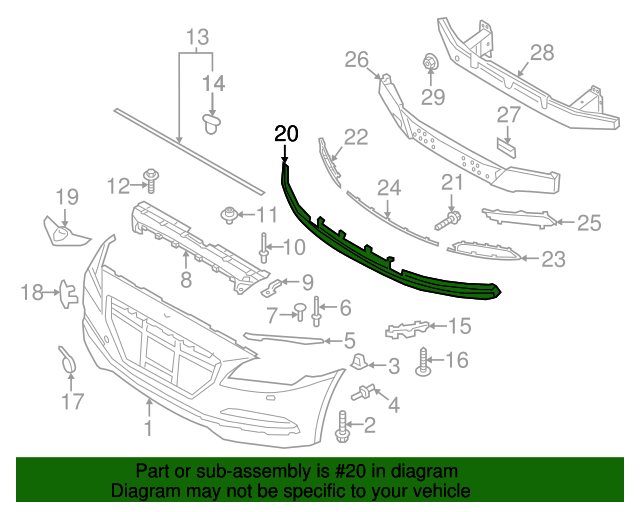 OEM Front Bumper Center Lower Grille for 2015-17 Genesis G80 3.8L 86560B1000CA