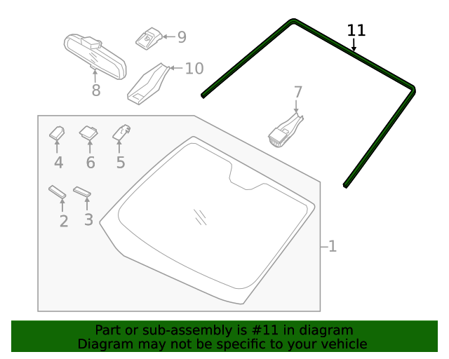 GENUINE Windshield Reveal Molding for 2019-2023 Kia Forte 86130M6000