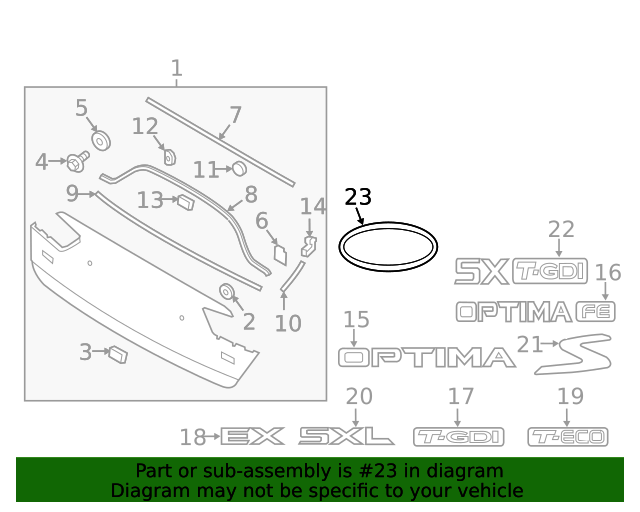 GENUINE REAR Trunk Lid Emblem for 2016-2020 Kia Optima 86320D4000