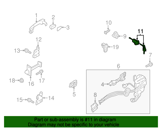GENUINE Door Lock Cylinder w/ Keys LEFT DRIVER for 11-18 Kia Optima 819702TA00