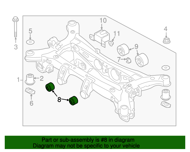 OEM Rear Crossmember Front Bushings X2 for 05-22 Hyundai Kia See Compatibility