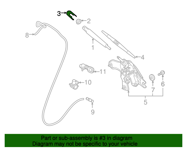 GENUINE Rear Wiper Arm Cap for 2018-2023 Elantra GT Santa Fe 988123W100