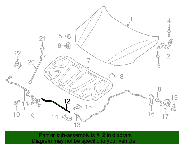 GENUINE Hood Latch Release Cable for 2017-2018 Hyundai Elantra 81190F2100