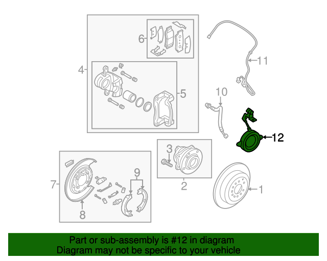 OEM Rear ABS Wheel Speed Sensor for 2011-21 Santa Fe Sedona Sorento 52751B8100