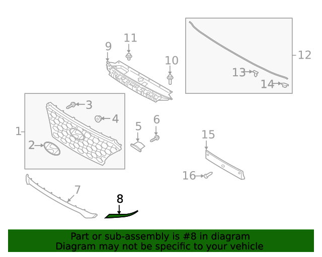 GENUINE FRONT Bumper LOWER Molding Left 86595S1600 Hyundai Santa Fe 2021-2023