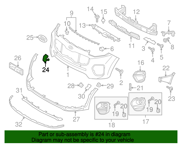 GENUINE Front Bumper Tow Hook Eye Cap for 2017-2019 Kia Sportage 86517D9000