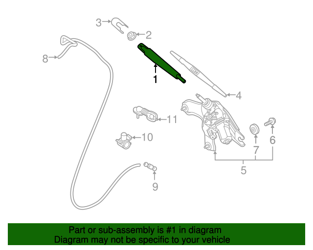 GENUINE Rear Wiper Arm for 2017-2022 Kia Niro / EV 98811G5000