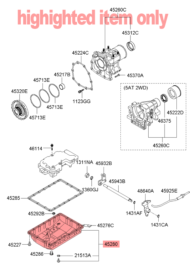GENUINE Transmission Oil Pan Fits 2009-2012 KIA Borrego 3.8L 452804C500