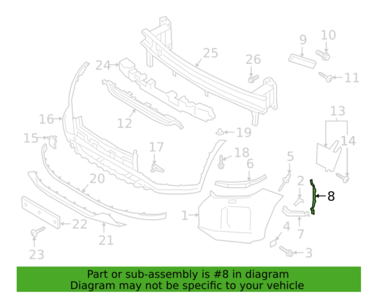 OEM Front Bumper Air Curtain Duct RIGHT for 17-18 Hyundai Elantra 86568F2100