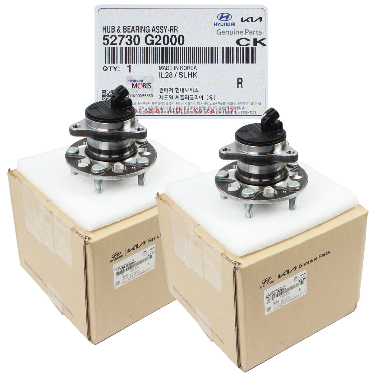 GENUINE REAR Wheel Hubs &amp; Bearings for 2017-2022 Elantra Ioniq Niro 52730G2000