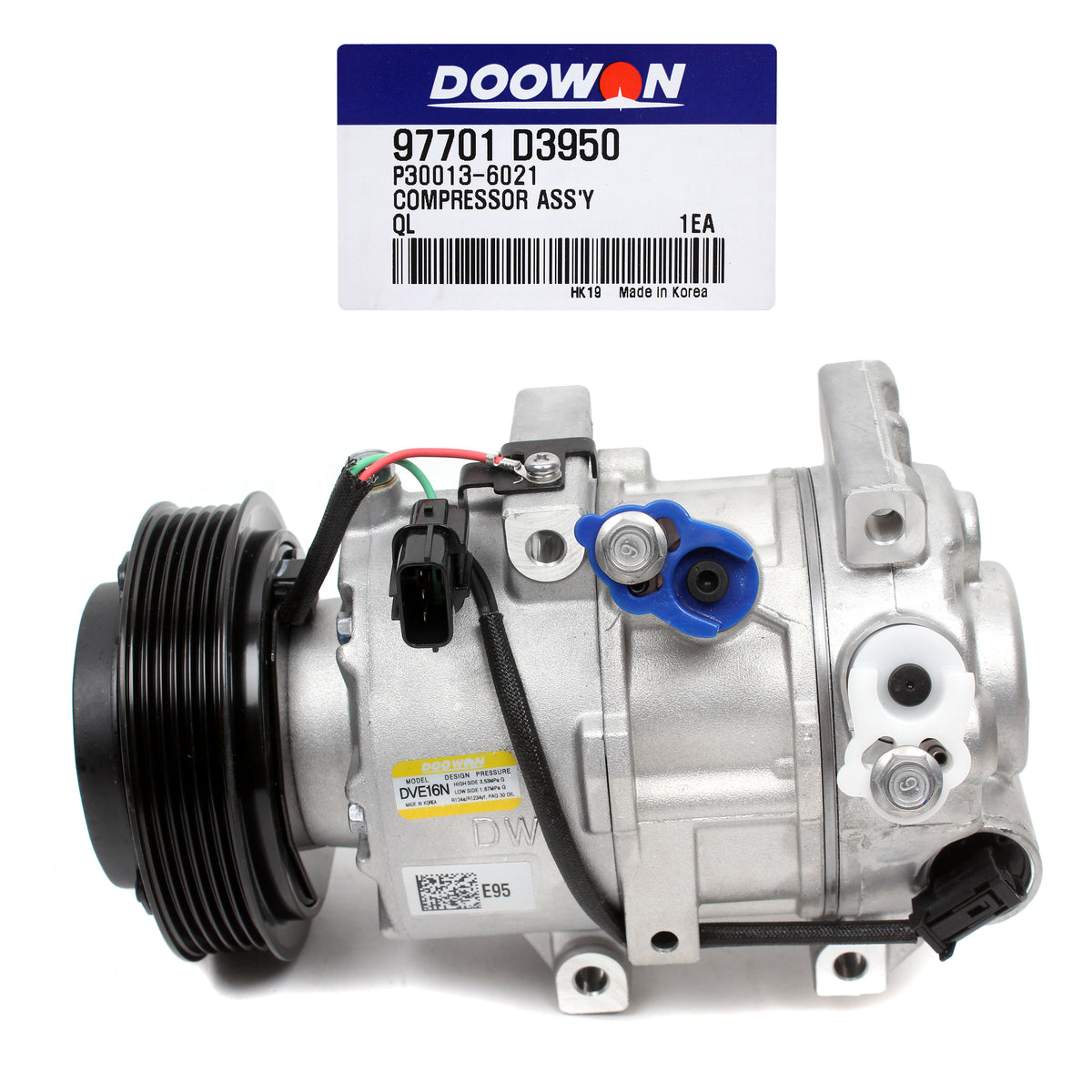 DOOWON OEM AC Compressor DVE16N for 19-21 Tucson 2.4L 20-22 Sportage