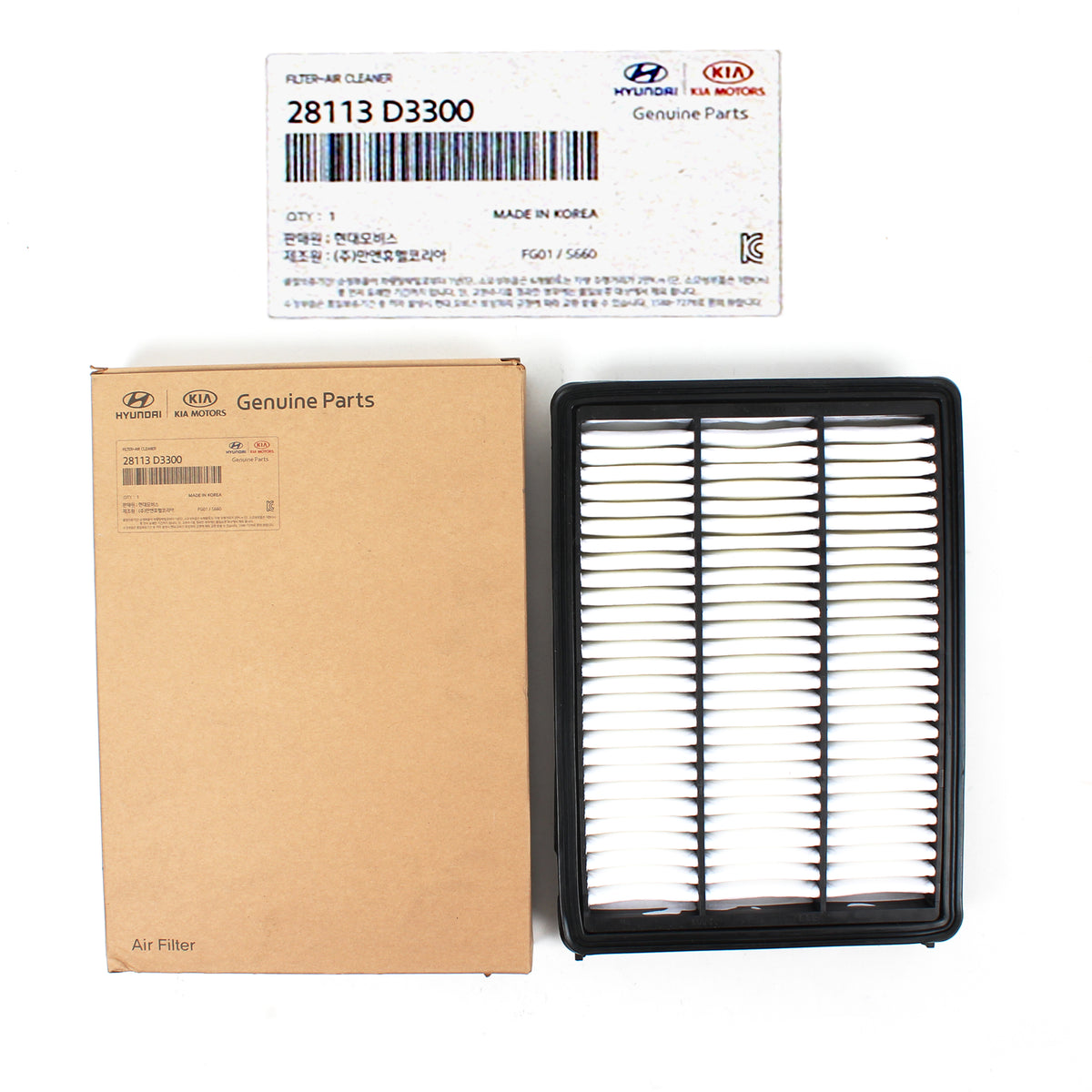 GENUINE Air Filter for 16-20 Hyundai Tucson 17-20 Kia Sportage 28113D3300
