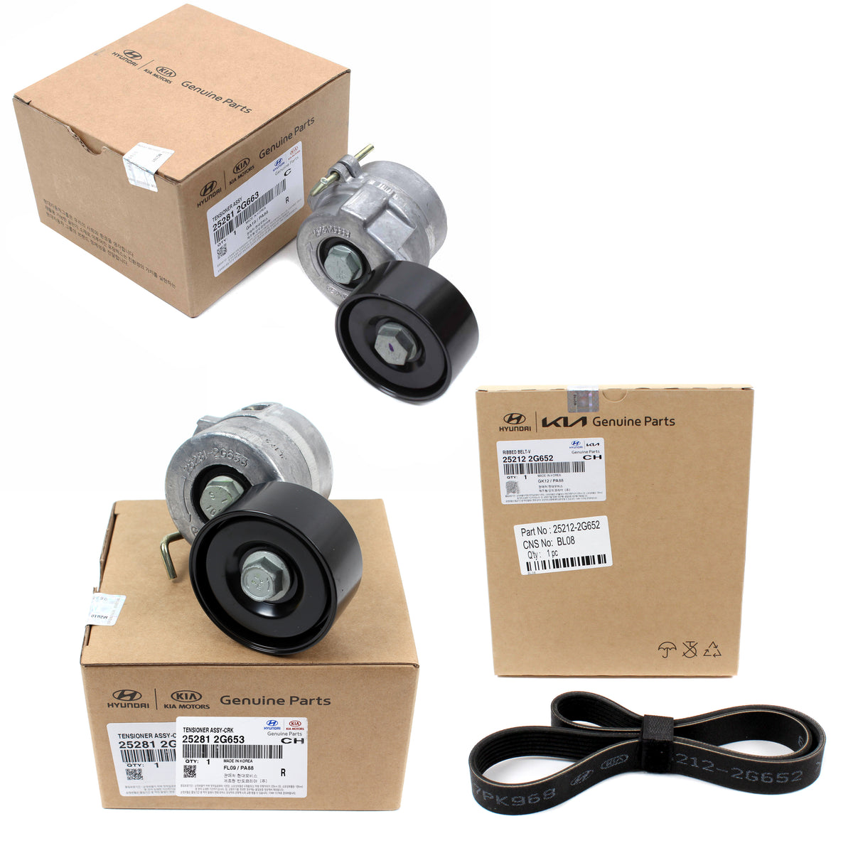 GENUINE Serpentine Belt &amp; Tensioners for 11-16 Sonata Optima HYBRID 252122G652