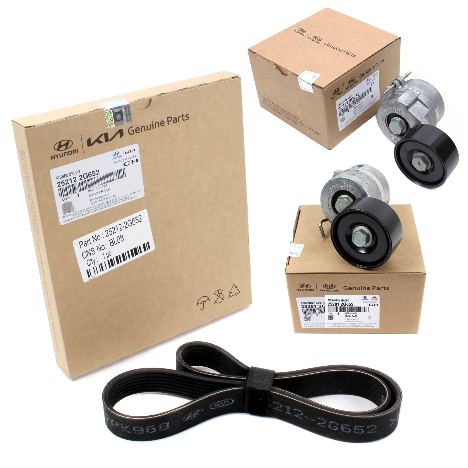 GENUINE Serpentine Belt & Tensioners for 11-16 Sonata Optima HYBRID 252122G652