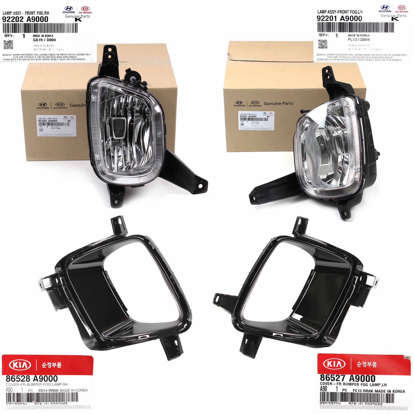 GENUINE Fog Lamp & Cover LT RT for 15-18 Kia Sedona 92201A9000 92202A9000