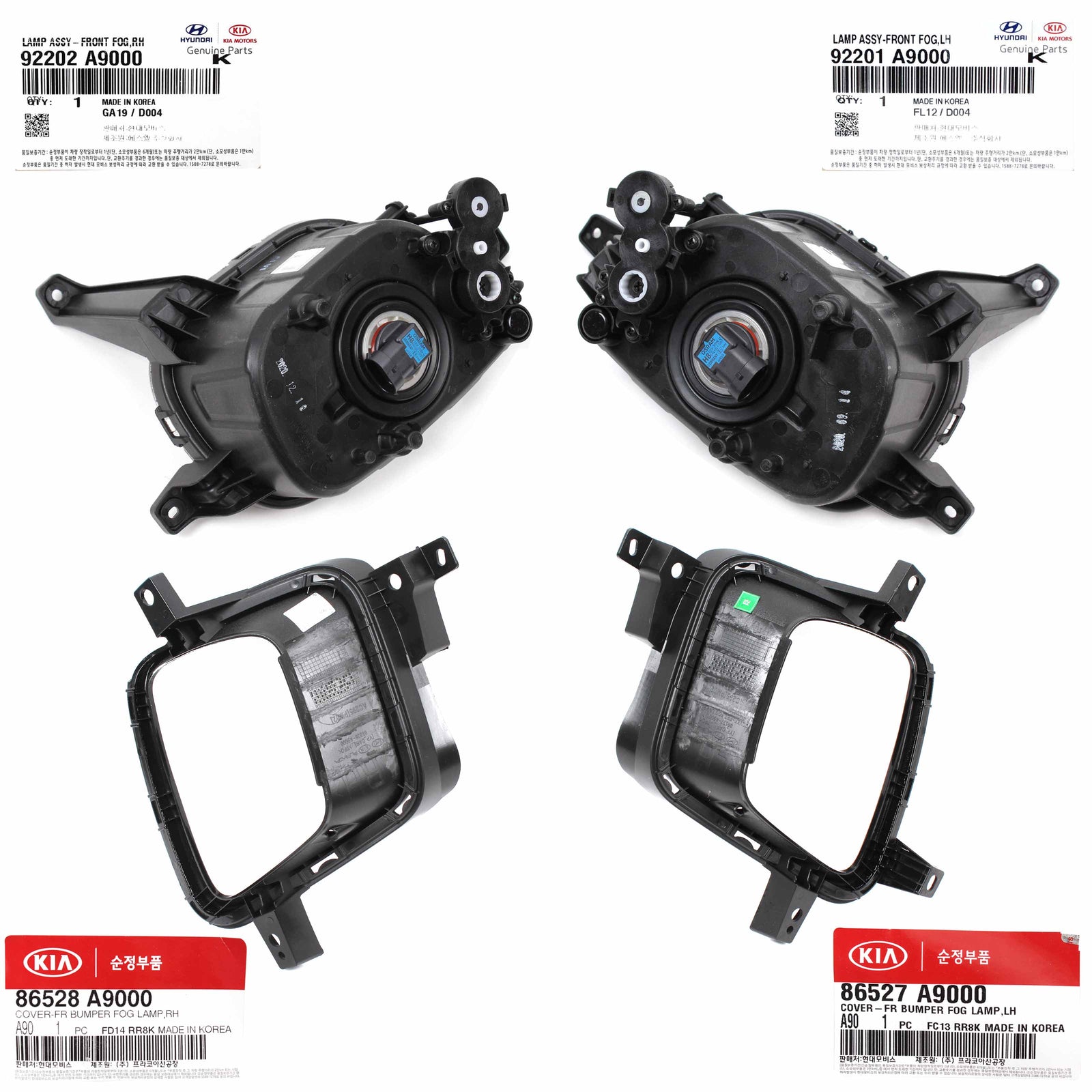 GENUINE Fog Lamp & Cover LT RT for 15-18 Kia Sedona 92201A9000 92202A9000