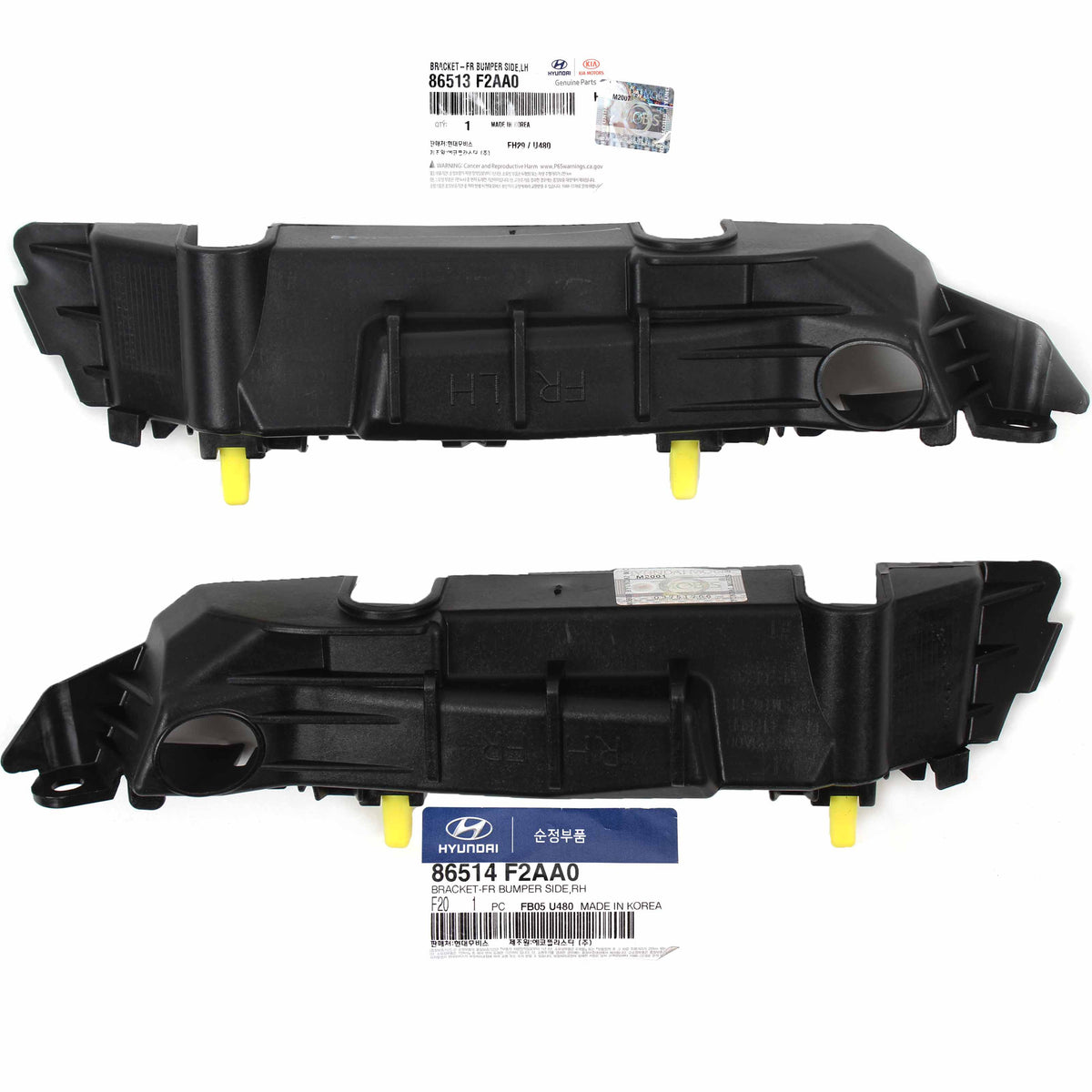 GENUINE Front Bumper Bracket LEFT &amp; RIGHT for 19-20 Hyundai Elantra 86514F2AA0