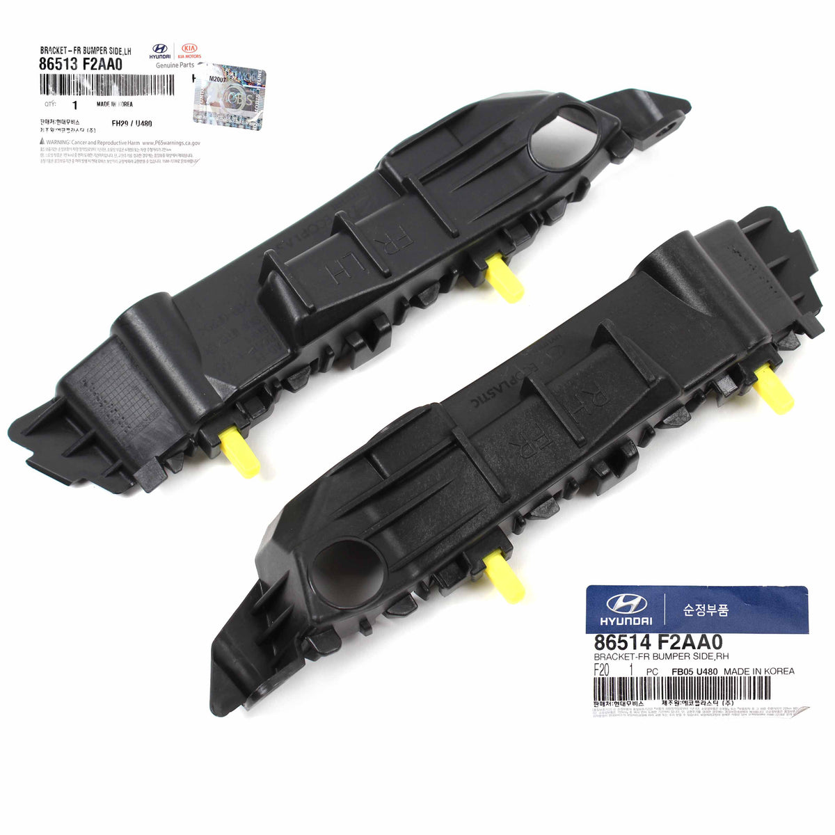 GENUINE Front Bumper Bracket LEFT &amp; RIGHT for 19-20 Hyundai Elantra 86514F2AA0