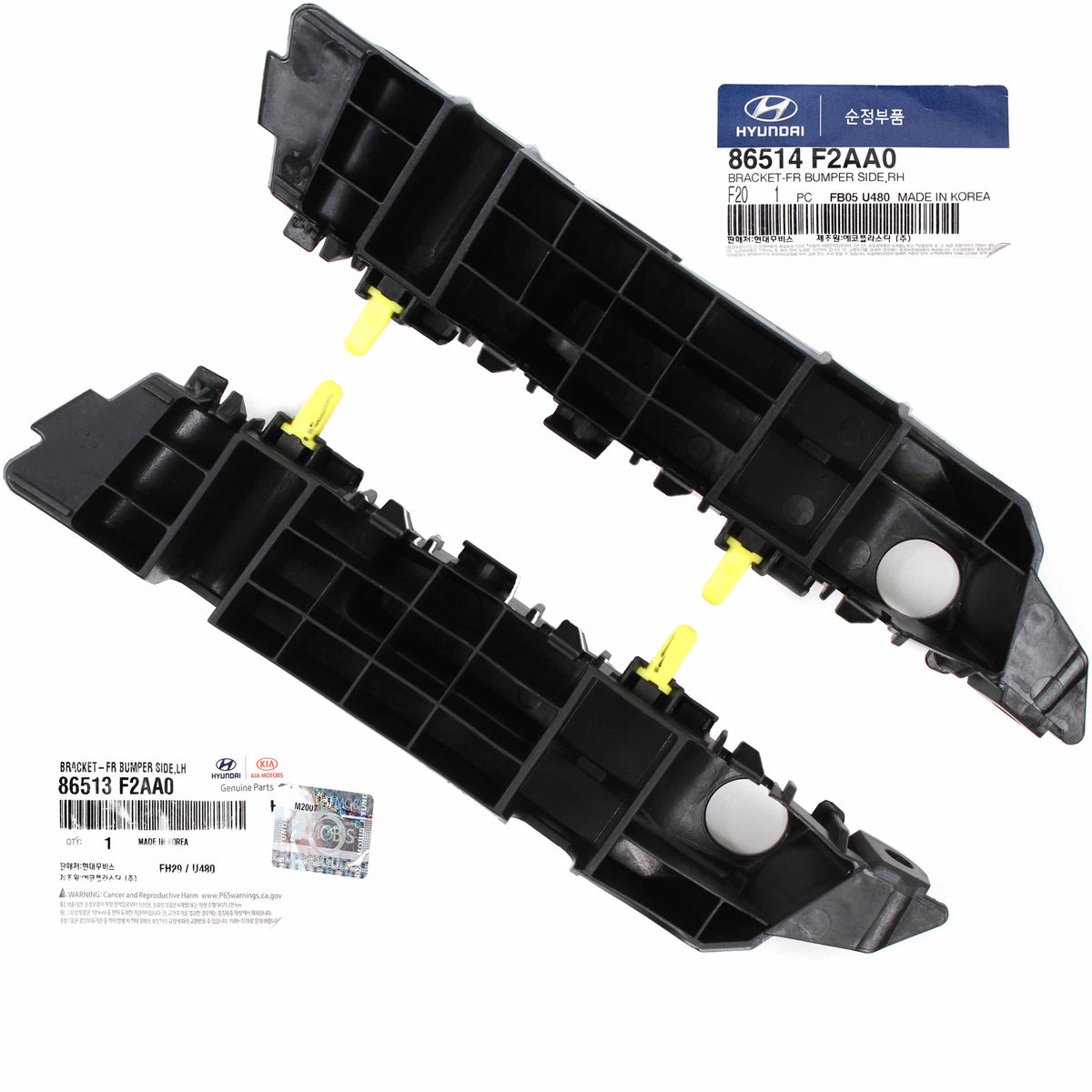 GENUINE Front Bumper Bracket LEFT &amp; RIGHT for 19-20 Hyundai Elantra 86514F2AA0