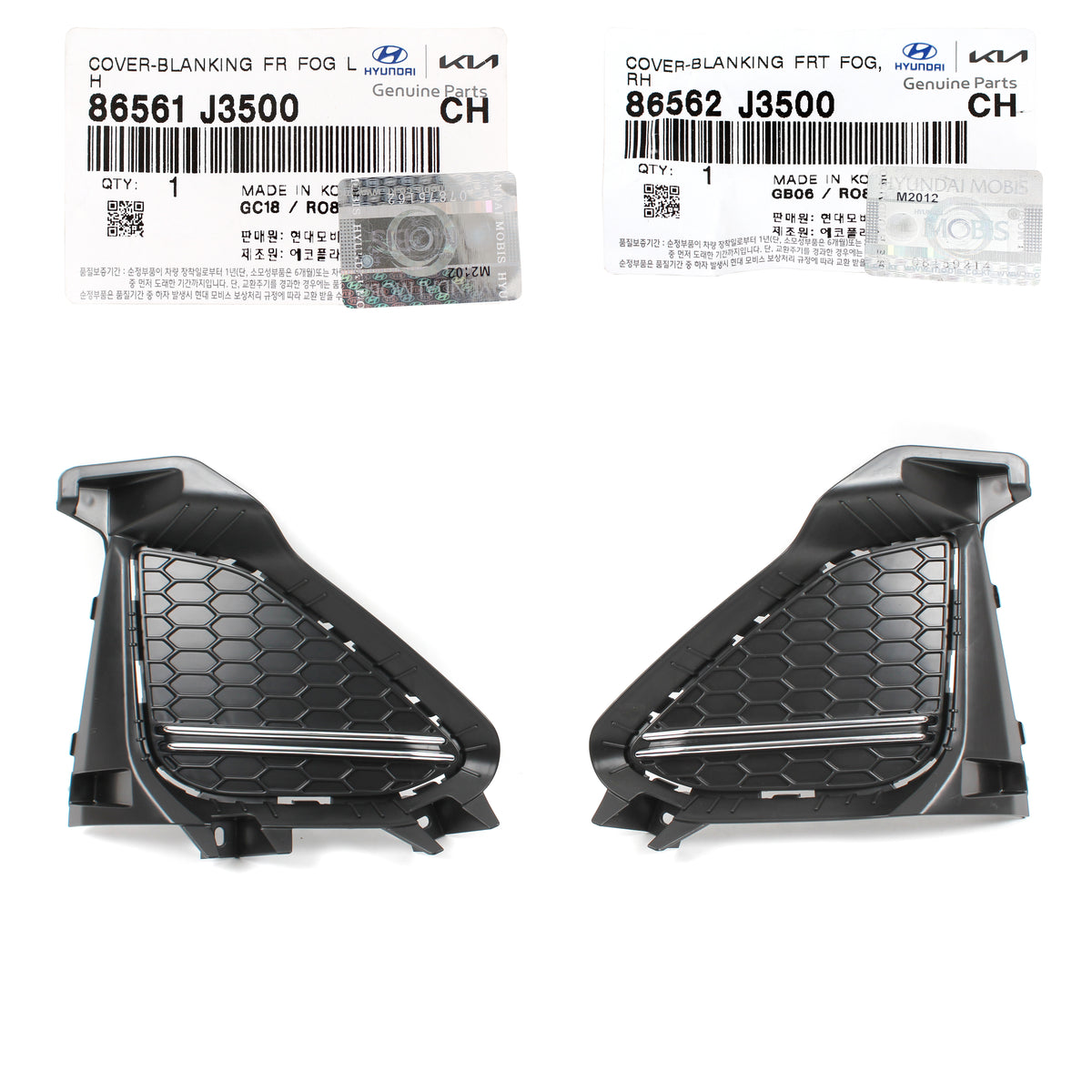 OEM Fog lamp Cover LEFT &amp; RIGHT for 19-21 Hyundai Veloster Turbo 86562J3500