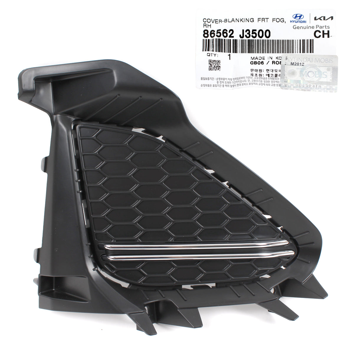 OEM Fog lamp Cover RIGHT PASSENGER for 19-21 Hyundai Veloster Turbo 86562J3500