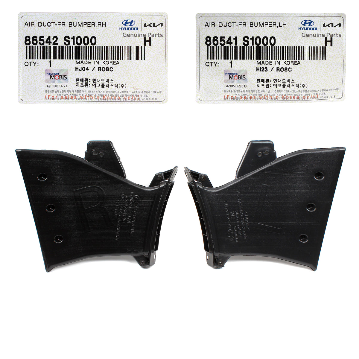 GENUINE Front Bumper Air Duct Curtain LEFT &amp; RIGHT for 19-20 Hyundai Santa Fe