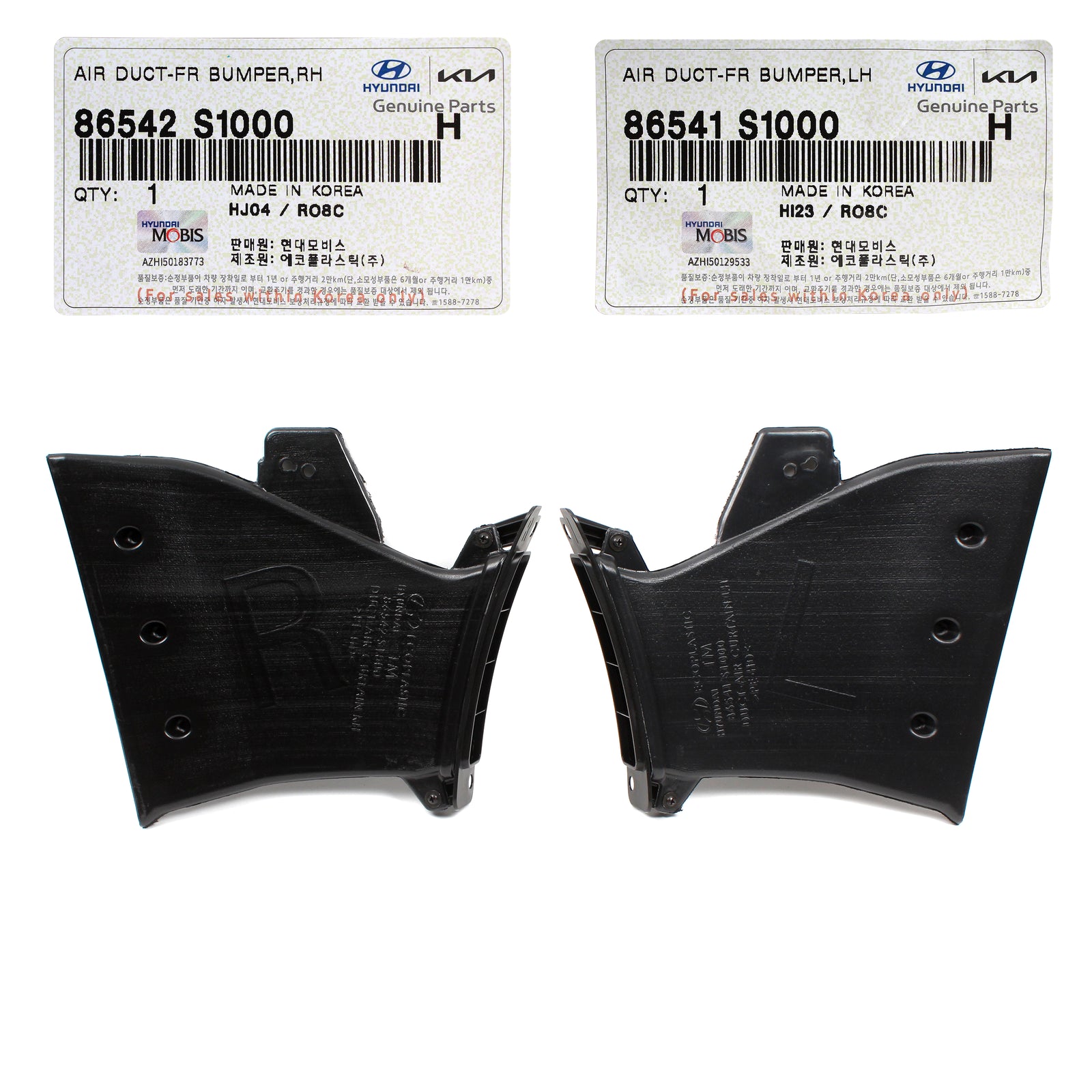 GENUINE Front Bumper Air Duct Curtain LEFT & RIGHT for 19-20 Hyundai Santa Fe