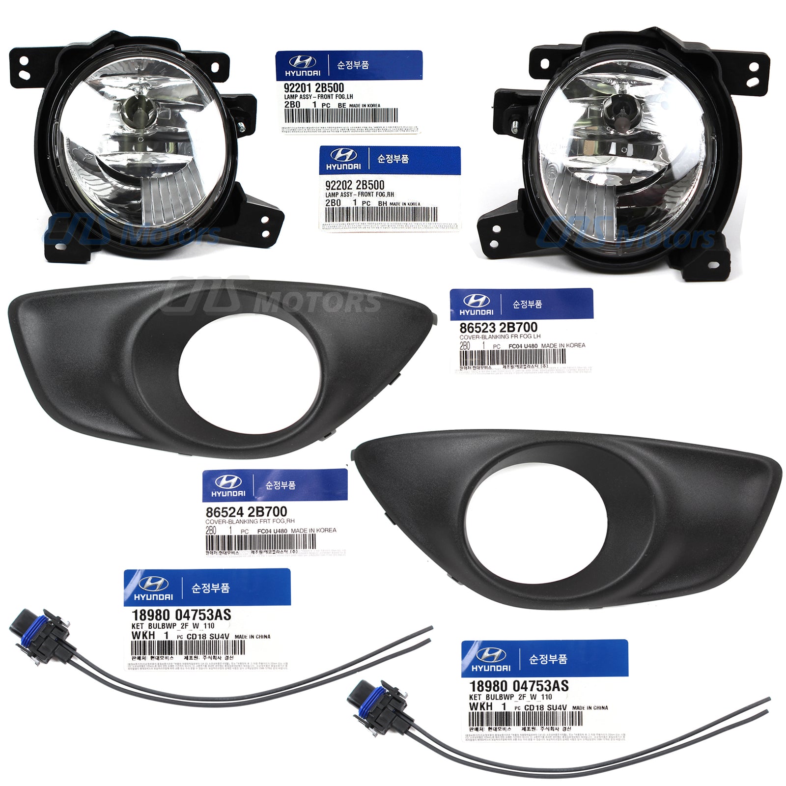 GENUINE Fog Light +Cover Set LH RH for 10-12 Hyundai Santa Fe OEM 922012B500