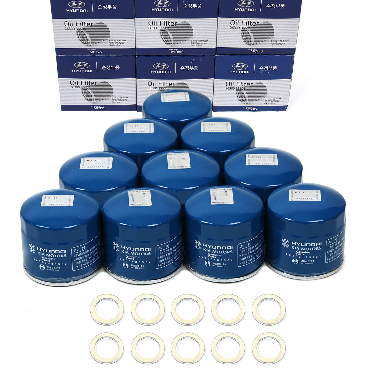 GENUINE Engine Oil Filter 10PACK &amp; Washers for Hyundai Kia OEM 2630035505