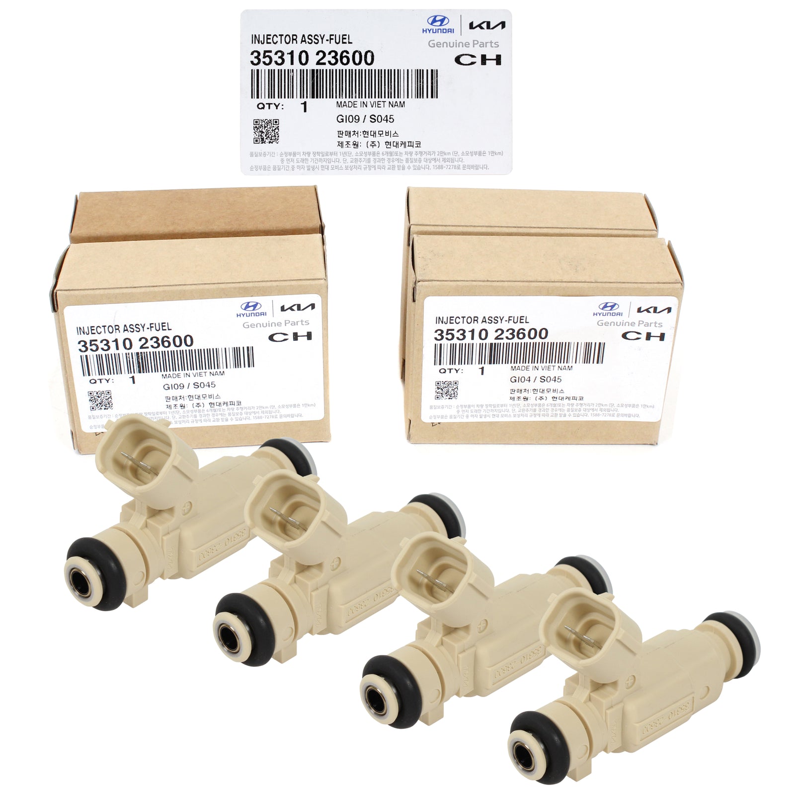 4X GENUINE Fuel Injector for 02-10 Hyundai Elantra Tiburon Tucson 3531023600