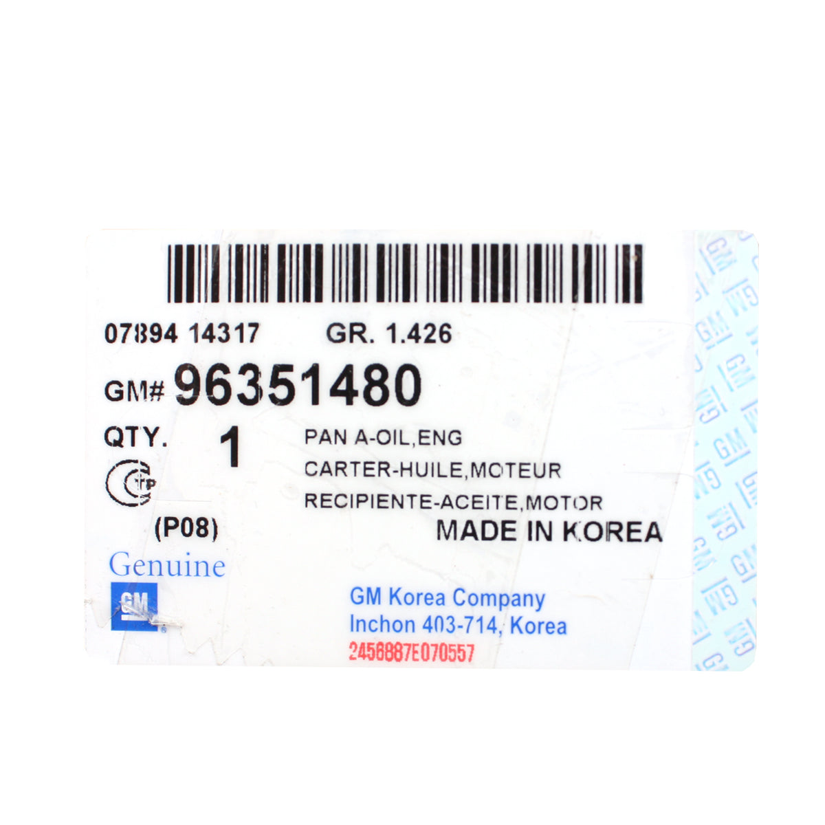 GENUINE Engine Oil Pan 99-02 Daewoo Lanos 1.6L OEM 96351480