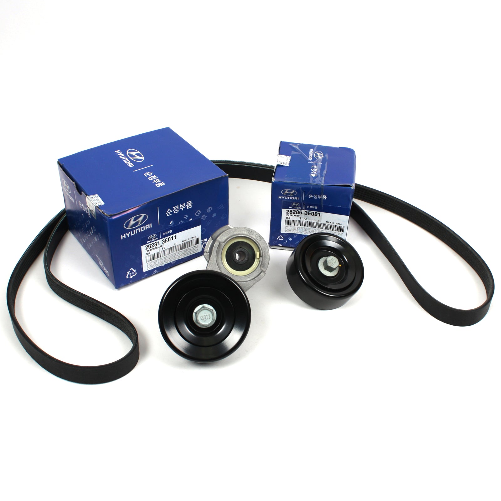 GENUINE V-Belt & Tensioner Kit for 06-10 Hyundai Santa Fe Kia Optima Rondo 2.7L
