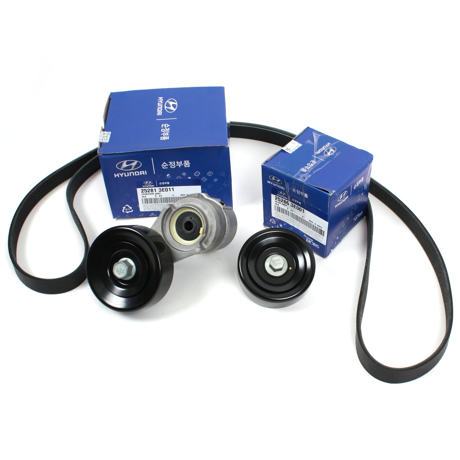 GENUINE V-Belt & Tensioner Kit for 06-10 Hyundai Santa Fe Kia Optima Rondo 2.7L