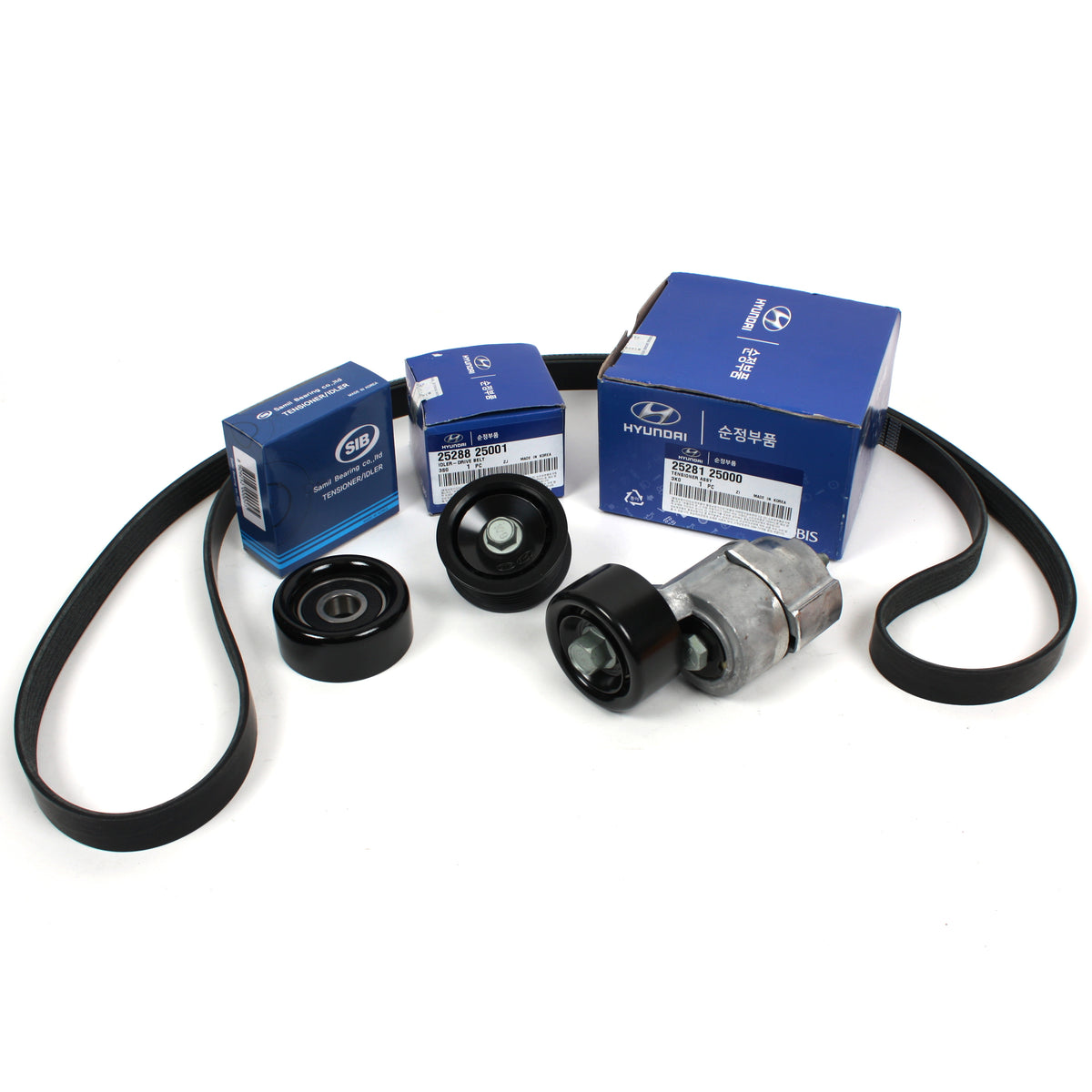 V-Belt &amp; Tensioner &amp; Idler Pulley Kit for 2011-2014 Hyundai Kia 2.0L 2.4L