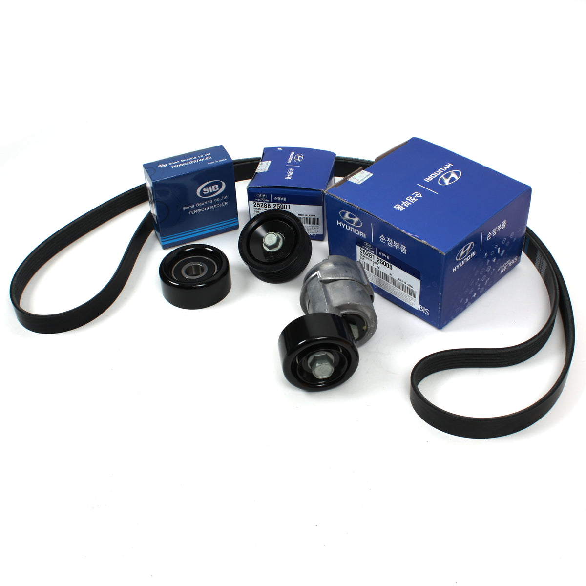 V-Belt &amp; Tensioner &amp; Idler Pulley Kit for 2011-2014 Hyundai Kia 2.0L 2.4L