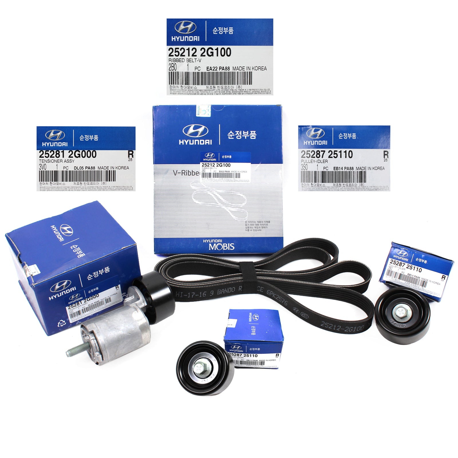 GENUINE V-Belt & Tensioner Kit for 10-12 Hyundai Santa Fe Kia Sorento 2.4L