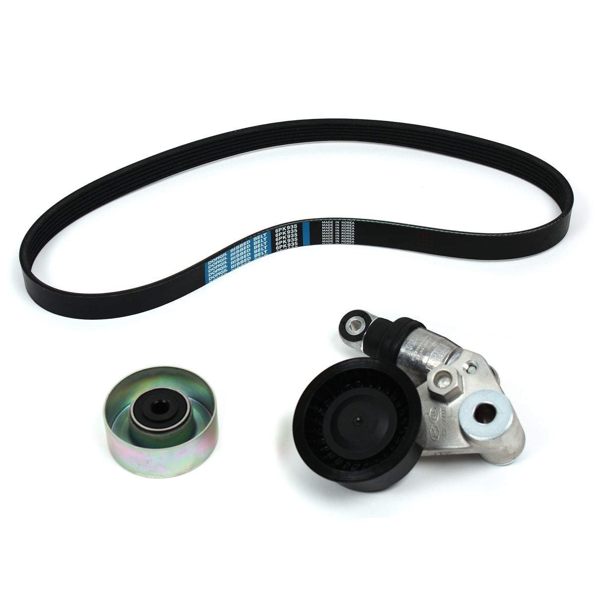 V-Ribbed Belt &amp; A/C Belt Tensioner Kit Fits 2009-2014 Hyundai Genesis Sedan 3.8L