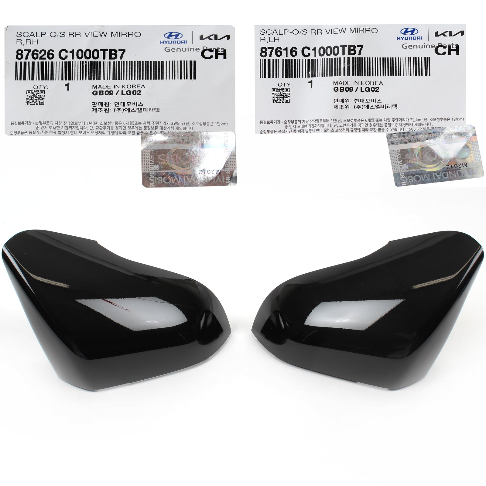 GENUINE Side Mirror Cover BLACK LEFT & RIGHT for 16-19 Sonata HYBRID 87626C1000