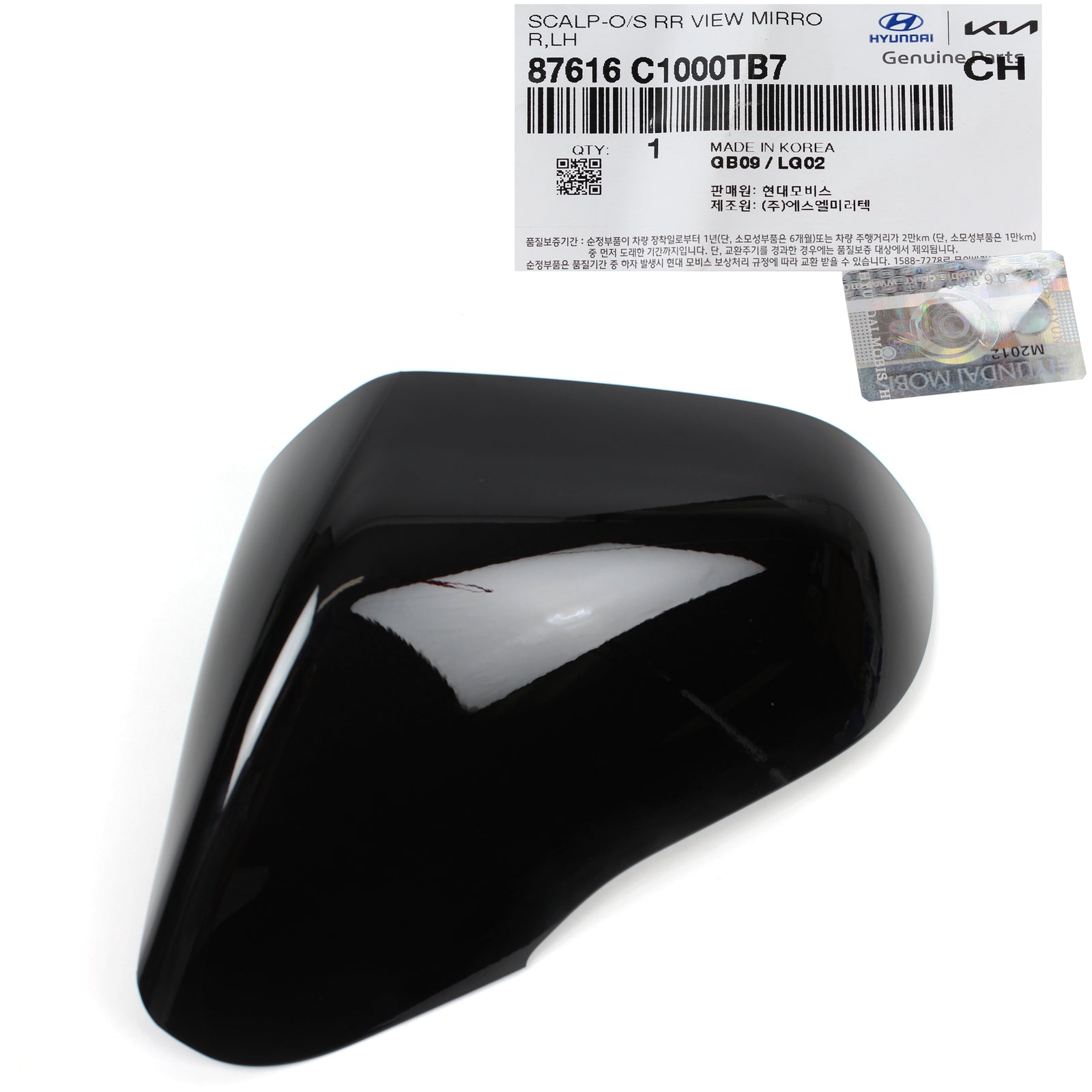 GENUINE Side Mirror Cover BLACK LEFT DRIVER for 16-19 Sonata HYBRID 87616C1000