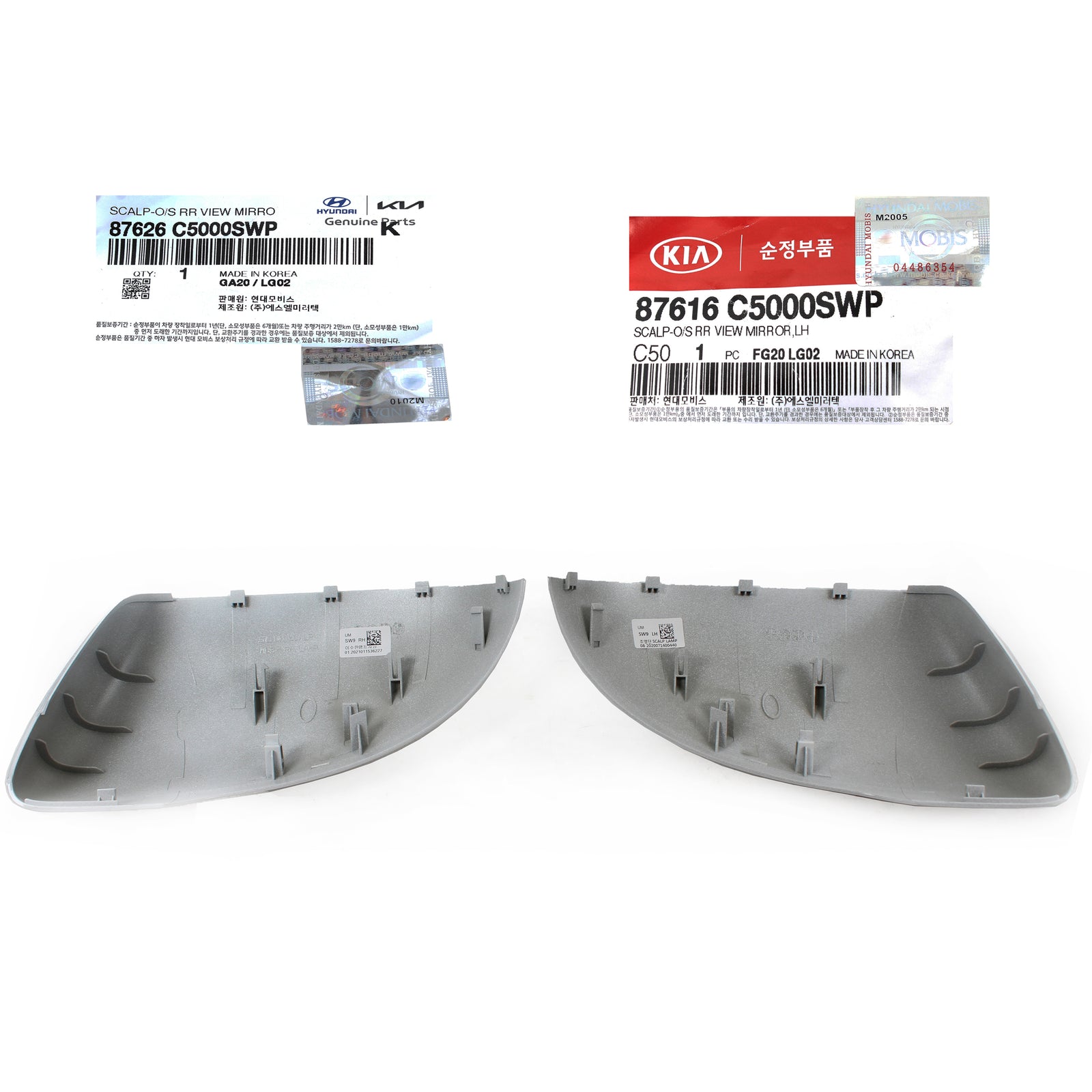 GENUINE Side Mirror Cover White LEFT & RIGHT for 15-19 Kia Sorento 87626C5000SWP