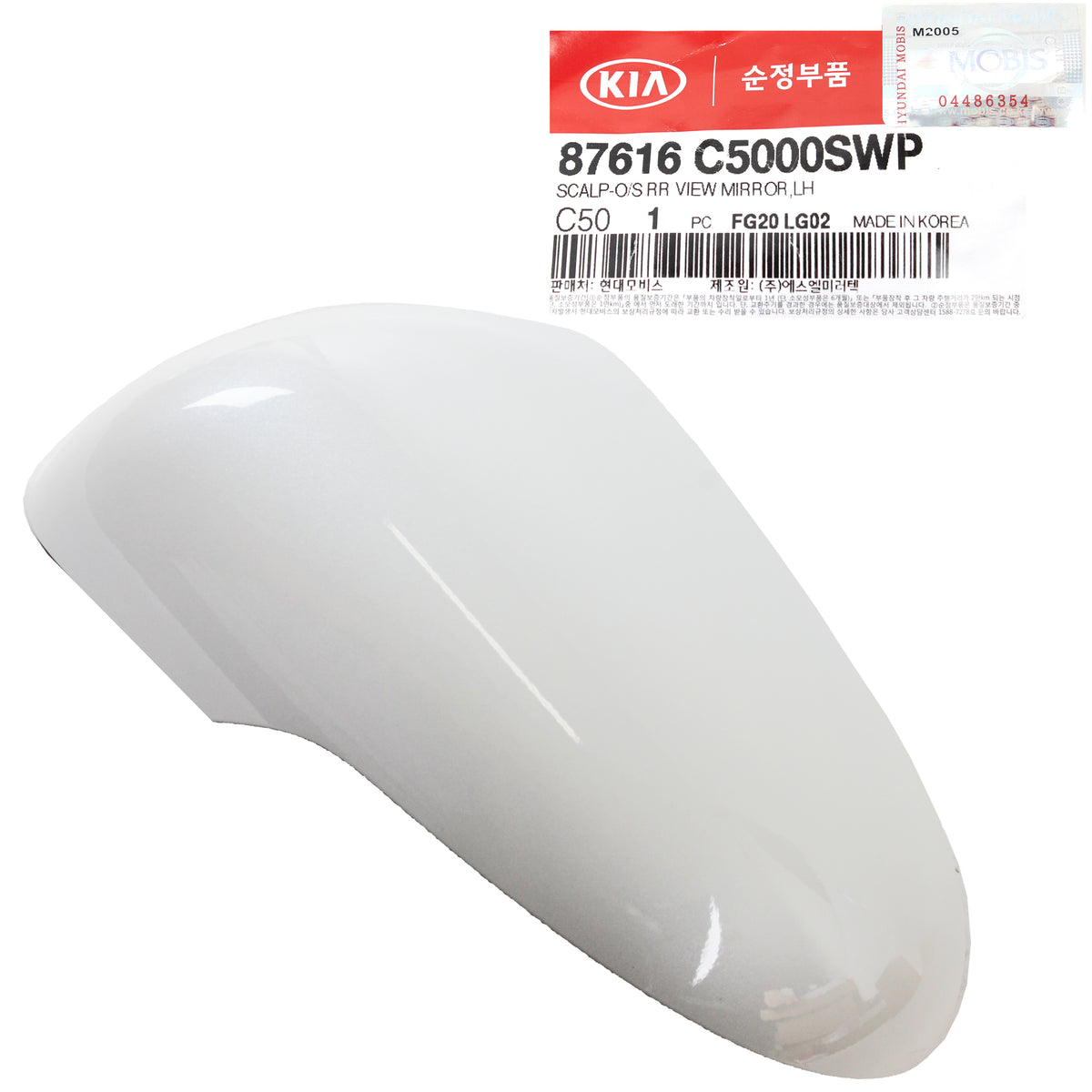 GENUINE Side Mirror Cover White LEFT DRIVER for 15-19 Kia Sorento 87616C5000SWP