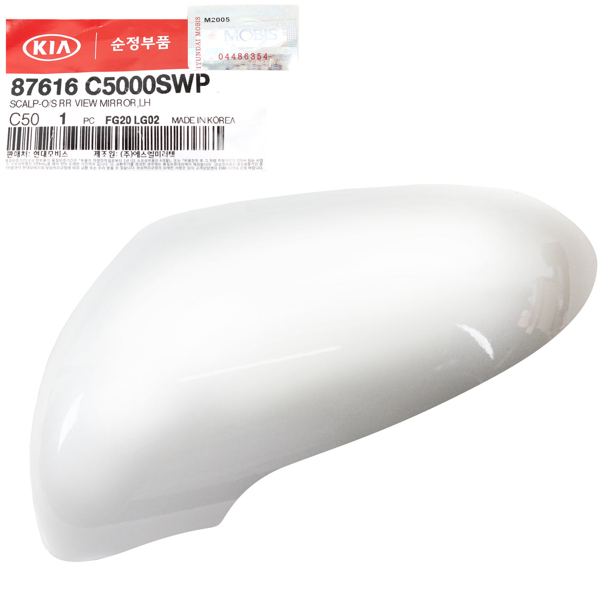 GENUINE Side Mirror Cover White LEFT DRIVER for 15-19 Kia Sorento 87616C5000SWP